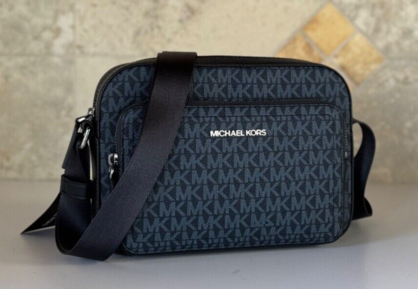 MICHAEL KORS COOPER EAST WEST SHOULDER CROSSBODY FLIGHT BAG ADMIRAL/PALE BLUE