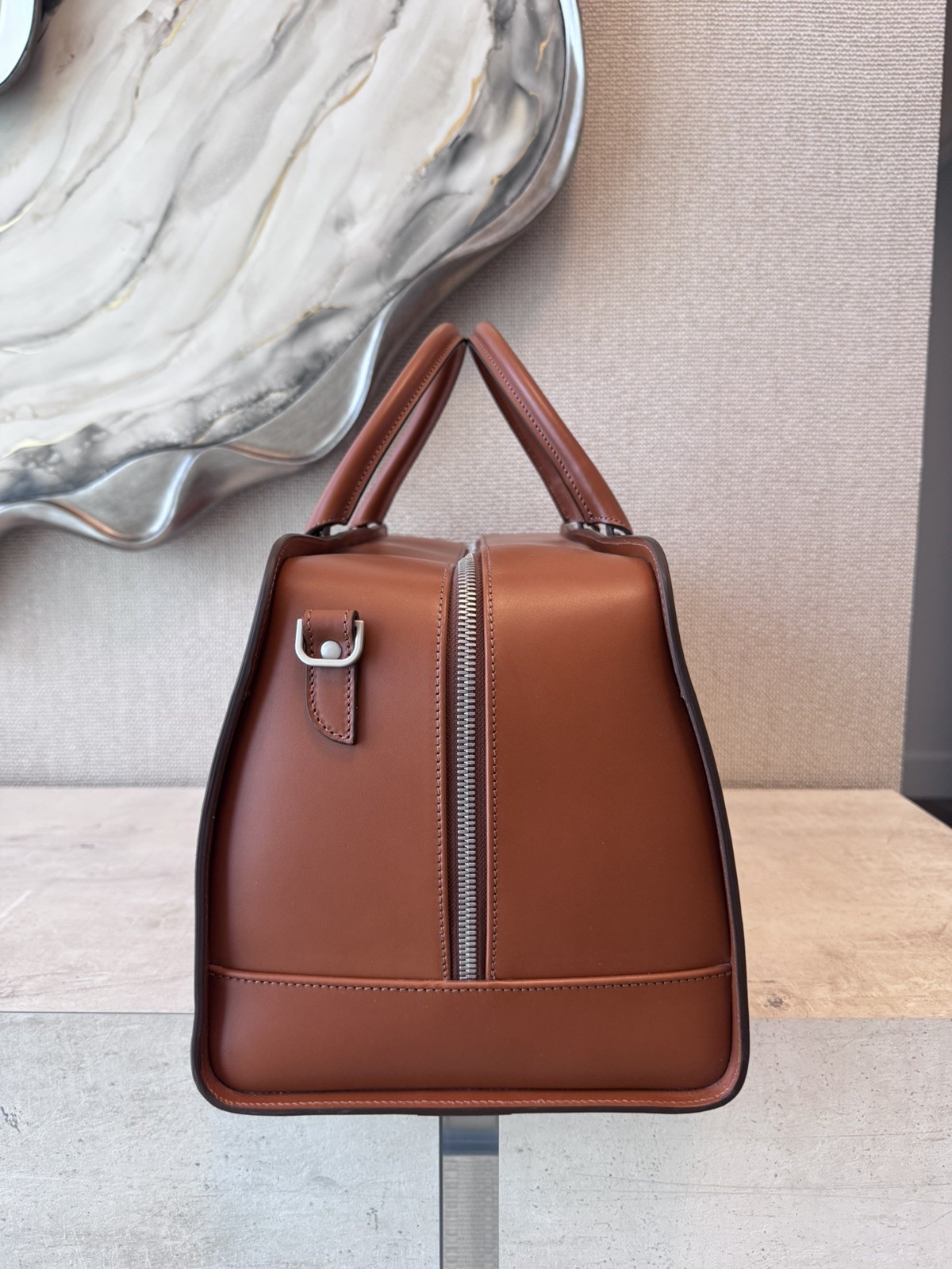 Carl Friedrik Palissy Weekend Bag Cognac Leather Weekender Carry-On Travel Bag