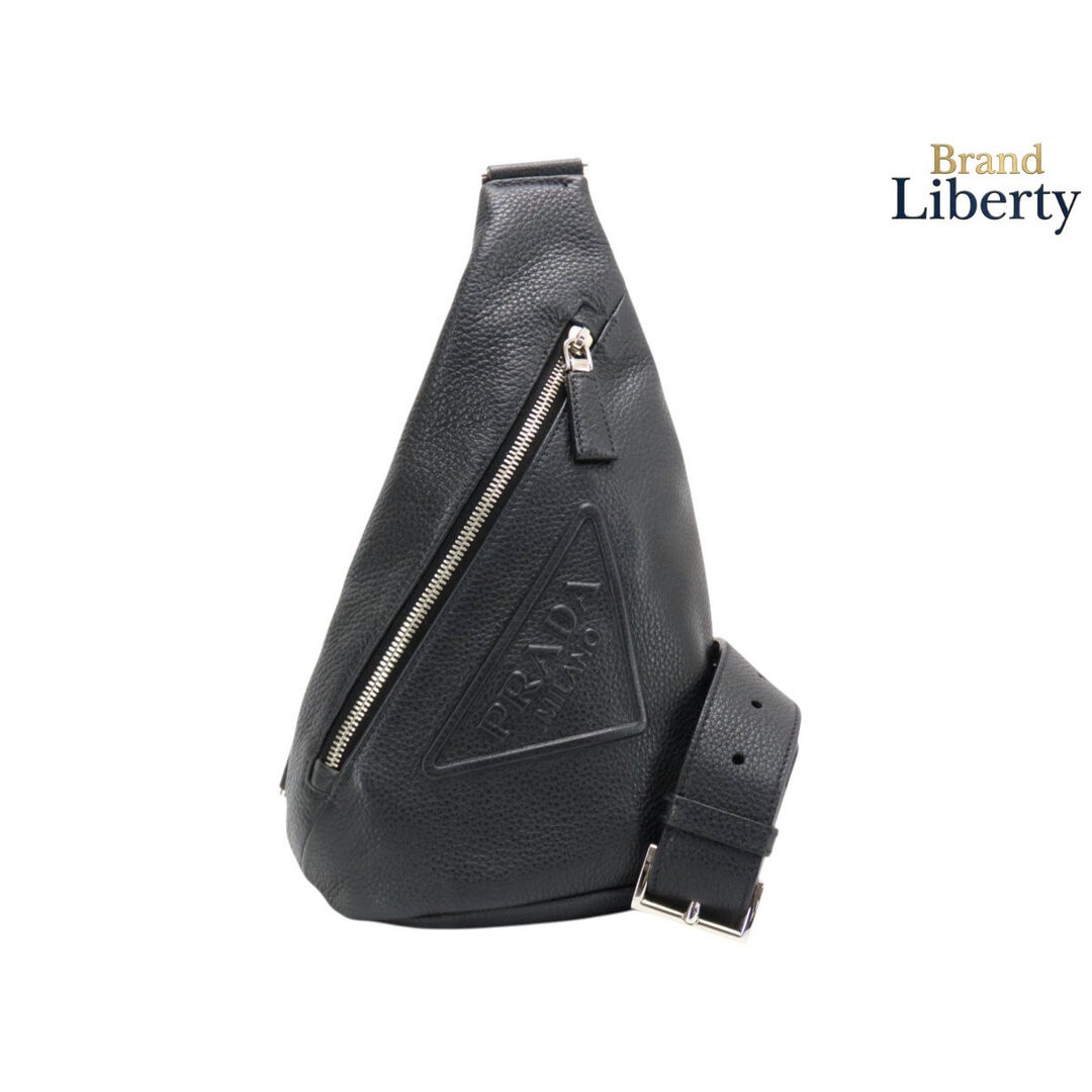 Prada VITELLO DAINO Triangle Logo Leather Sling Bag Body Bumbag Used LIBR-0