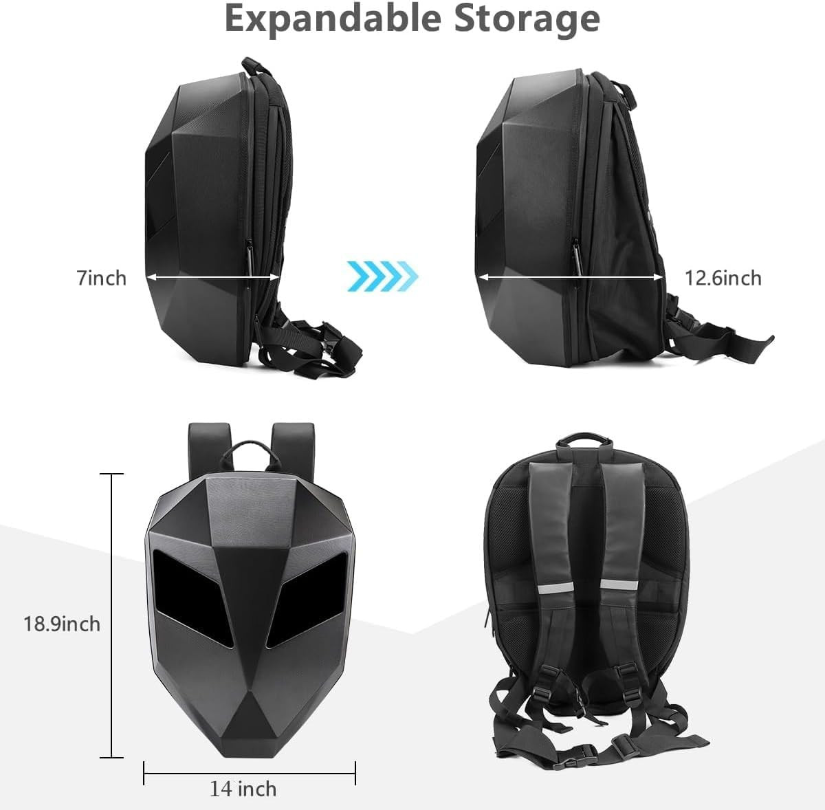LED Motorcycle Backpack,Knight Backpack, with App Control,Programmable HD Color