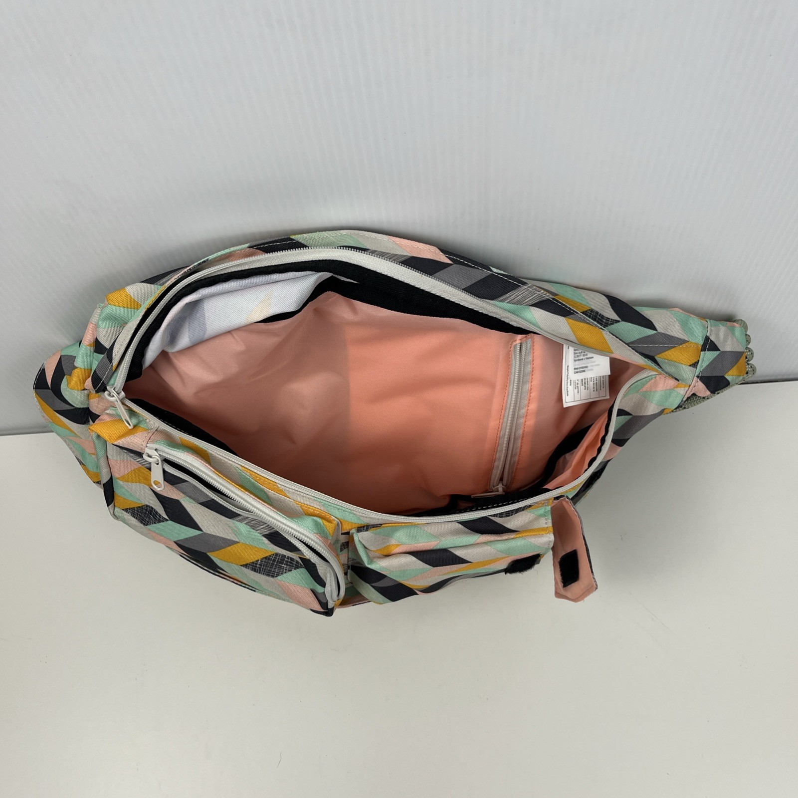 Kavu Mini Rope Sling Pack with Adjustable Shoulder Strap, Chevron Sketch Pastel
