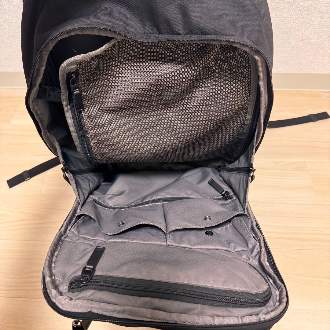 TUMI Backpack Black Ballistic Nylon with Rain Cover Large Capacity