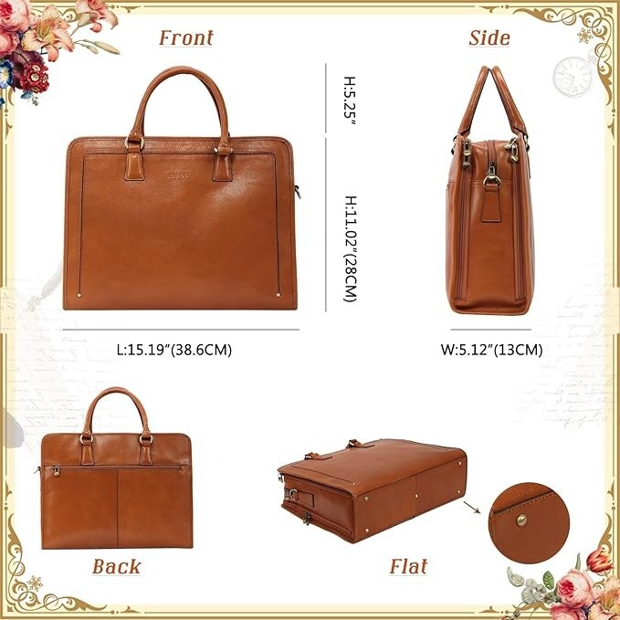 Banuce Vintage and Stylish Genuine Full Grains Italian Leather Briefcase NWT