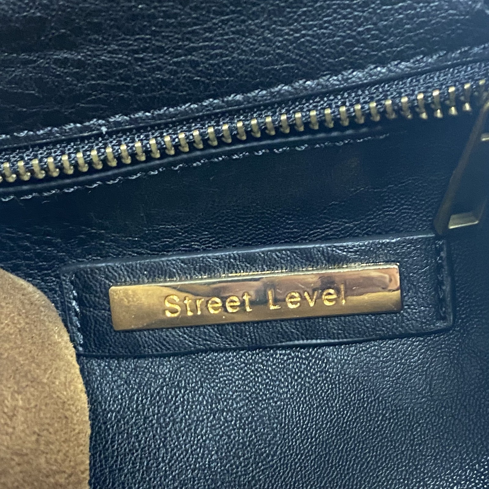 Street Level Black Vegan Leather Flap Top Backpack Brass Hardware