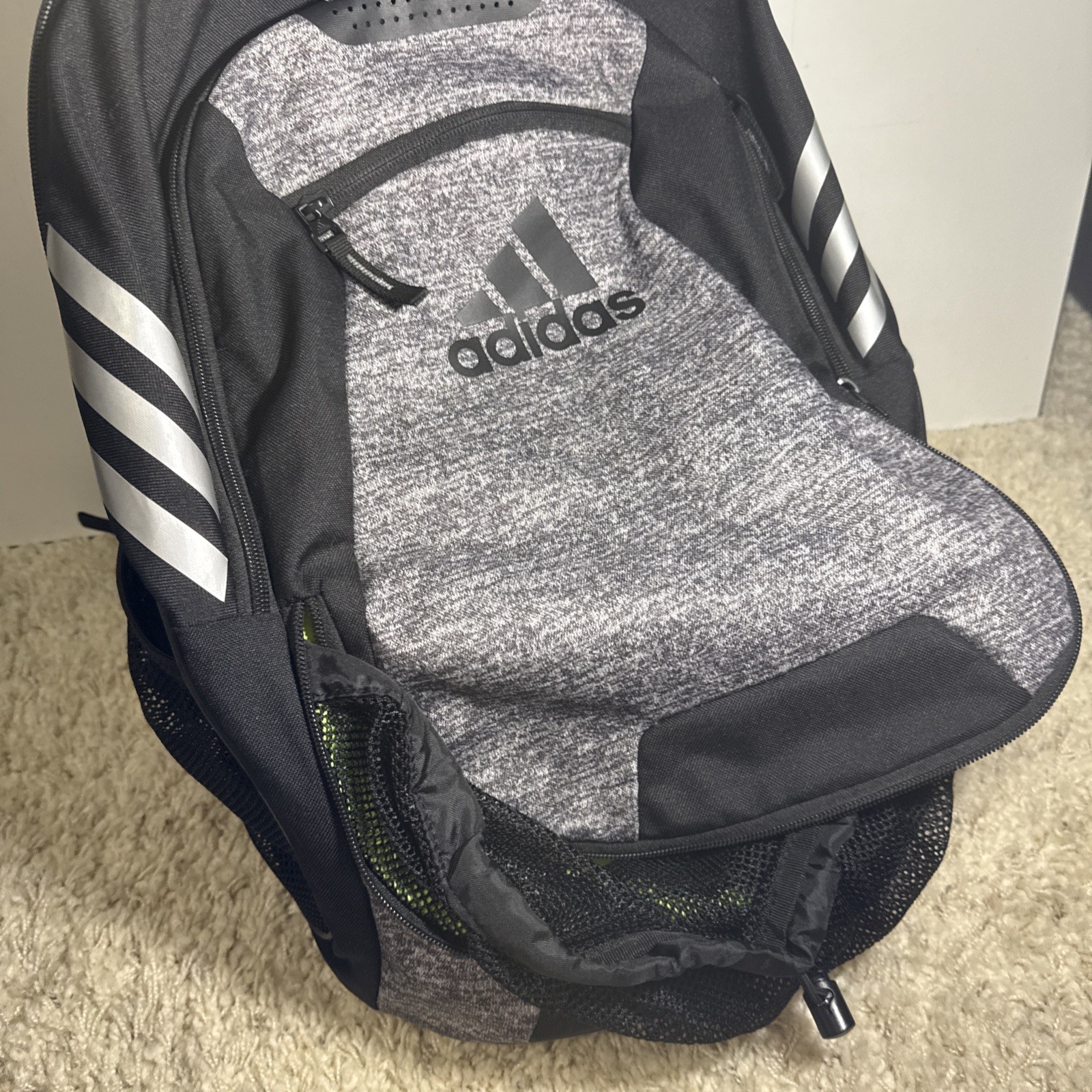 adidas Soccer Backpack Onix Grey Black Cleat Ball Pocket Team Bag 36L