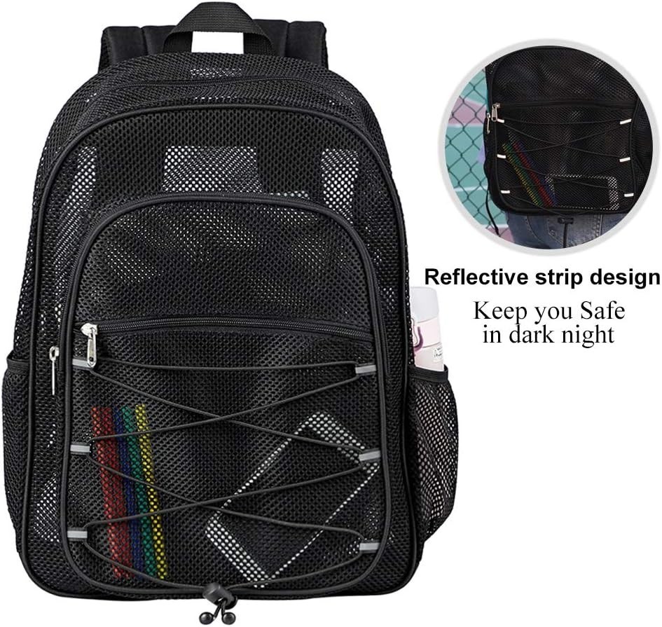 Mochila de malla resistente transparente para estudiantes universitarios