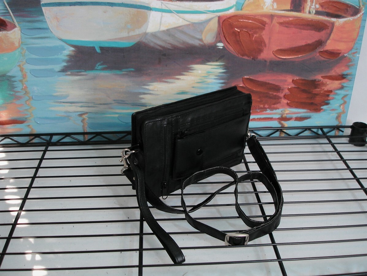 Leather Travel Bag Shoulder Strap And Wrist Handle For Passport And Accessories