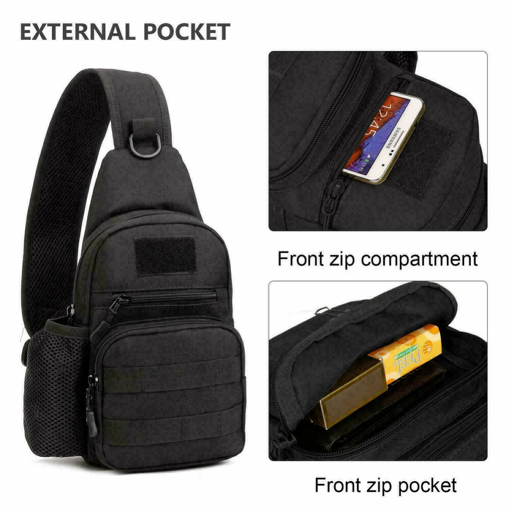 Black Dual Shoulder Bag Tactical Military MOLLE Crossbody Outdoor Grocery Bag US