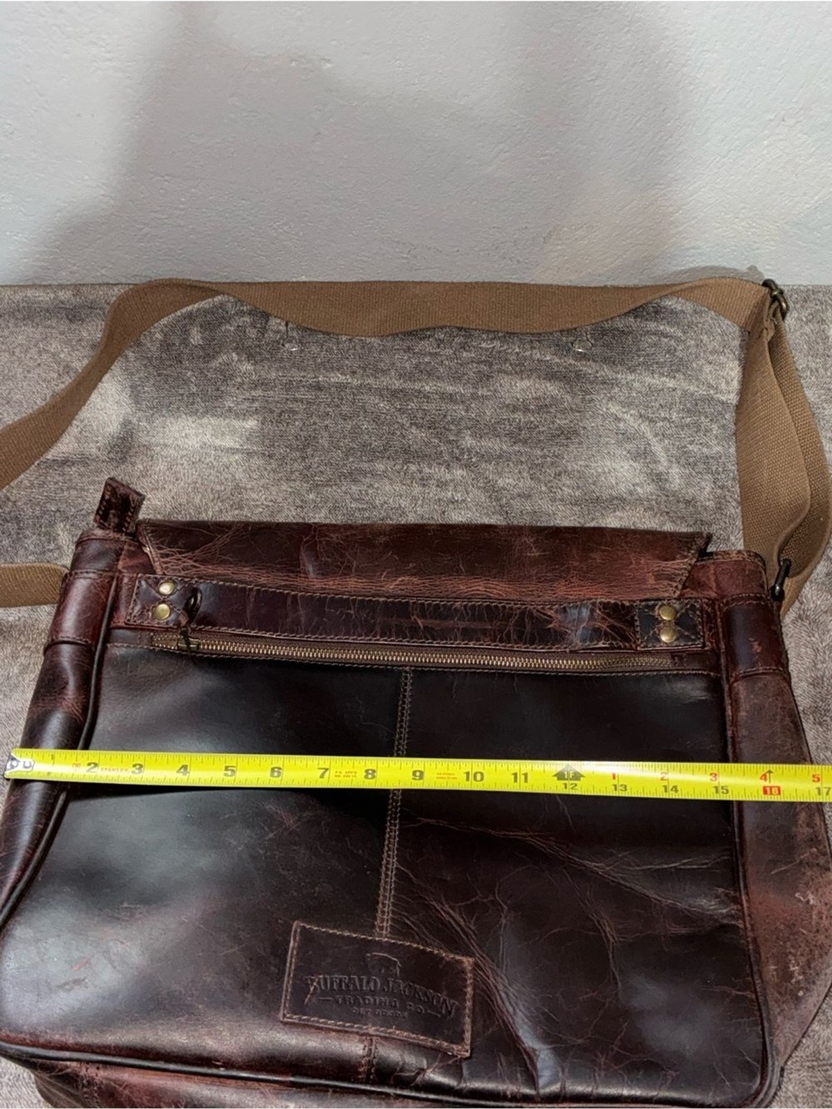 ROOSEVELT Buffalo Jackson Leather Satchel Messenger Bag Full Grain Distressed