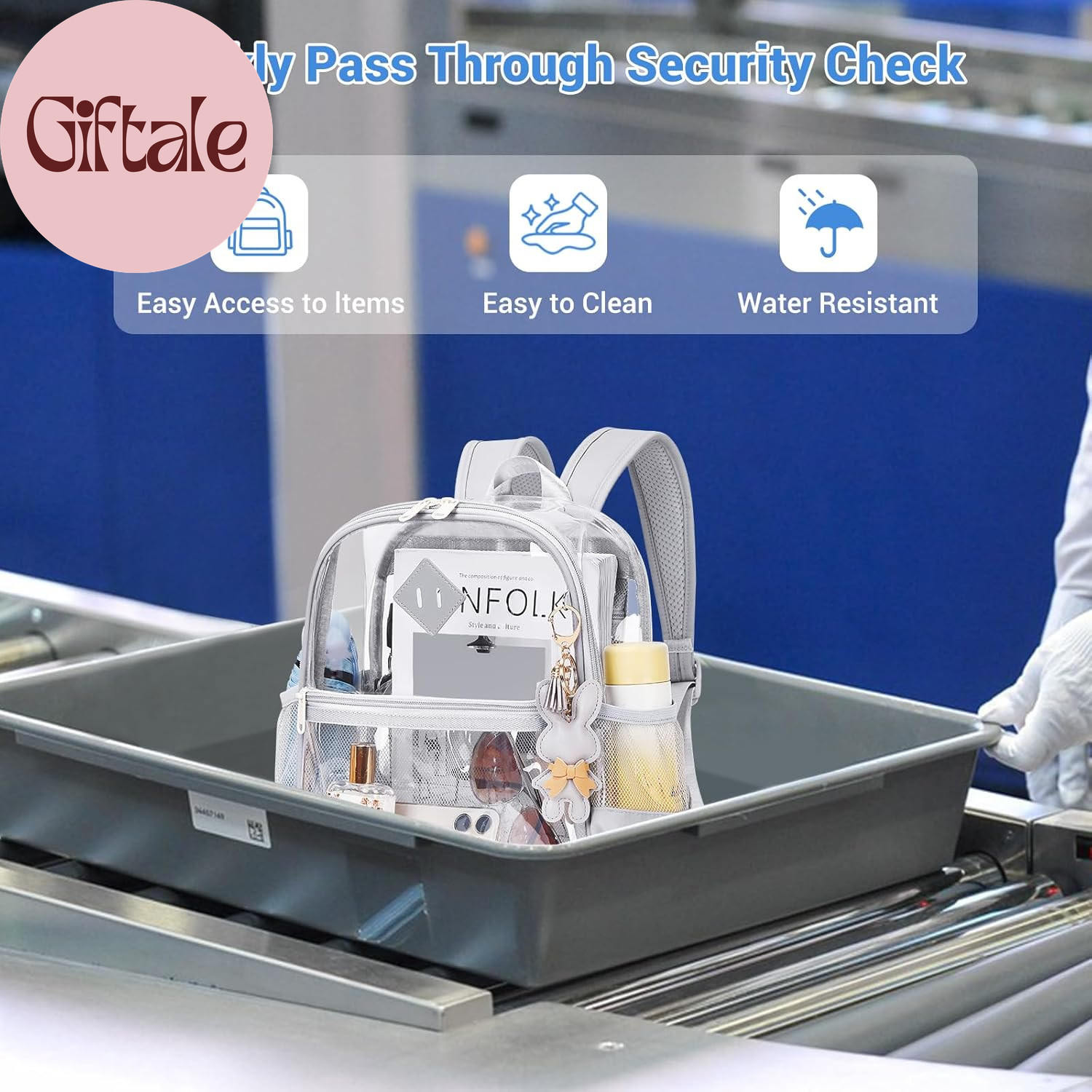Clear Backpack for Stadium Events Approved 12×6×12, Thick TPU Mini Clear Bag wit