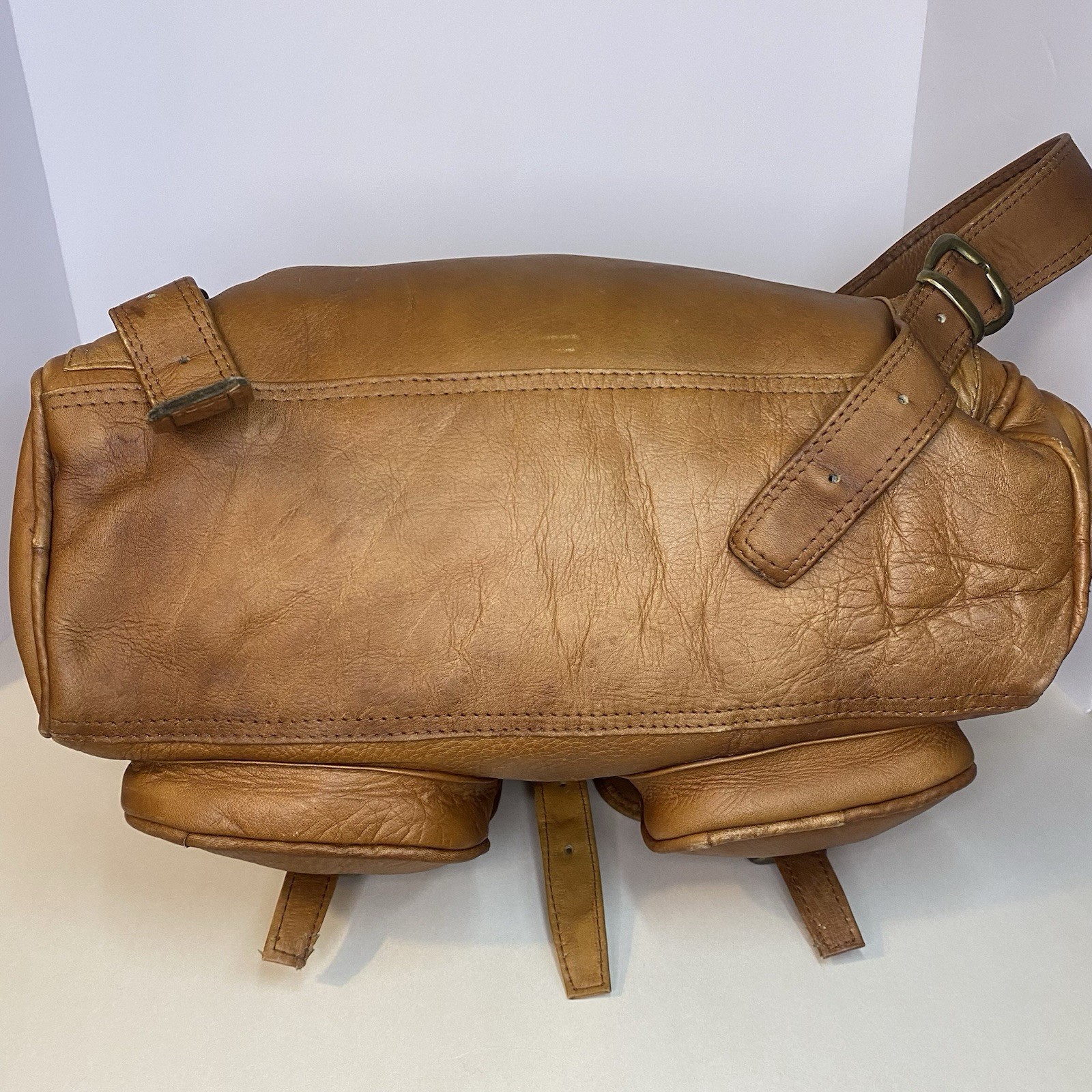 Large Vintage Handmade Leather Backpack Brown Travel Rucksack Lined