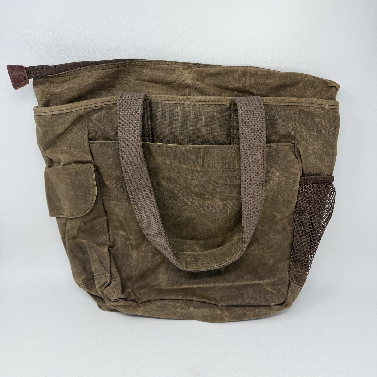 Duluth Trading Co Waxed Canvas Leather Messenger Bag Laptop Briefcase Mens