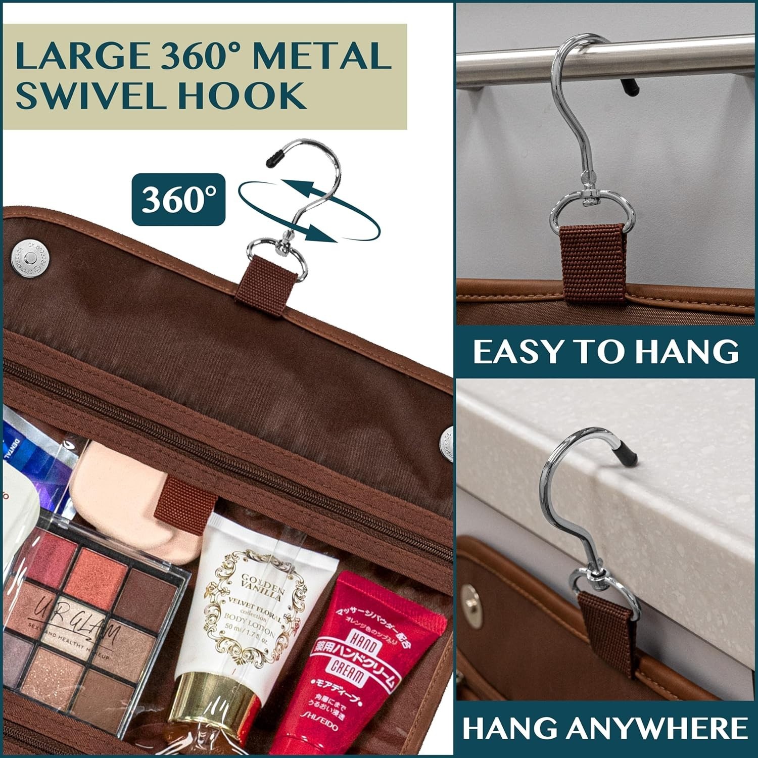 Hanging Leather Toiletry Bag Men’s Shaving Dopp Kit for Travel Bathroom Shower