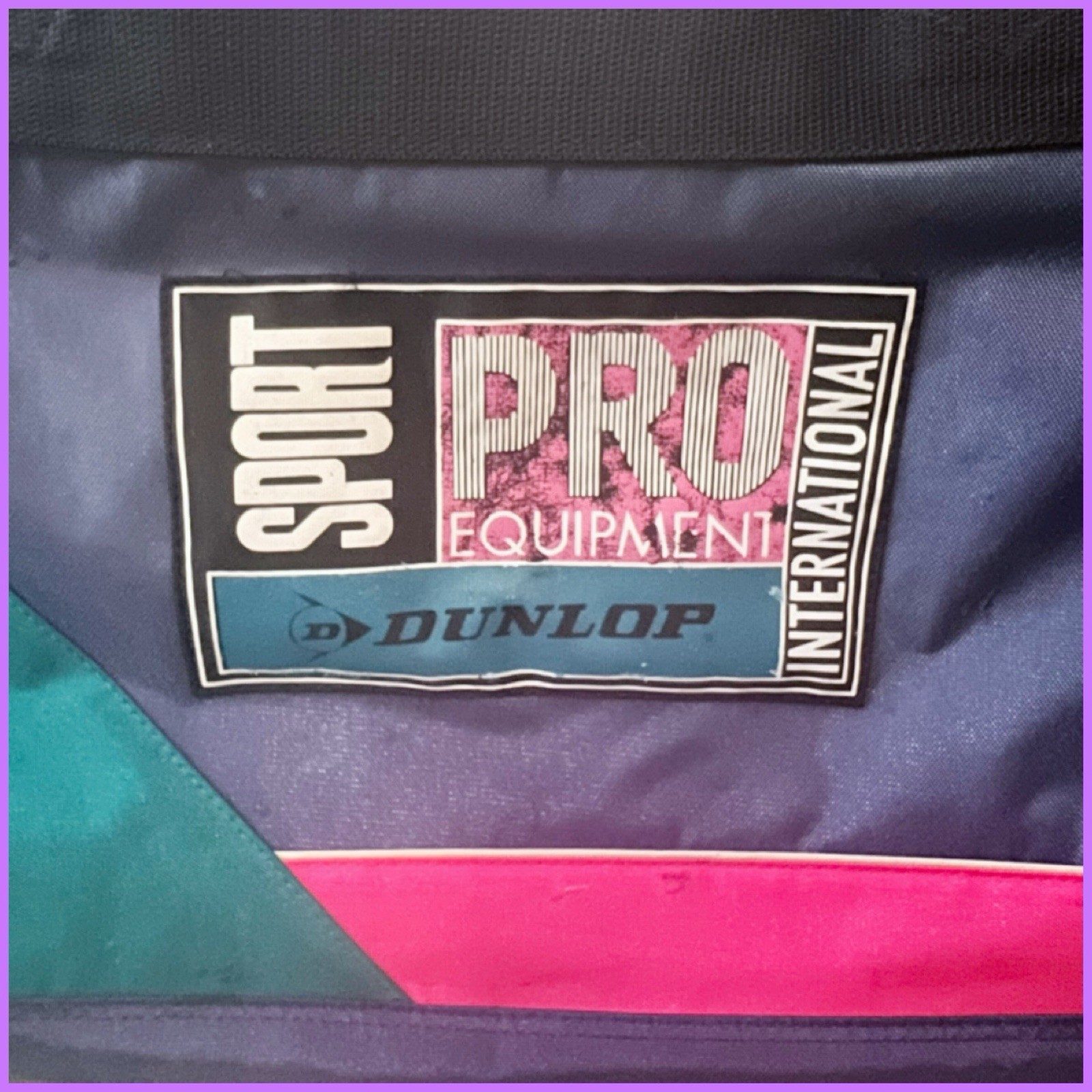 Vintage DUNLOP Sport Pro Equipment Duffle Bag Purple 90s Color Block 25x12x11