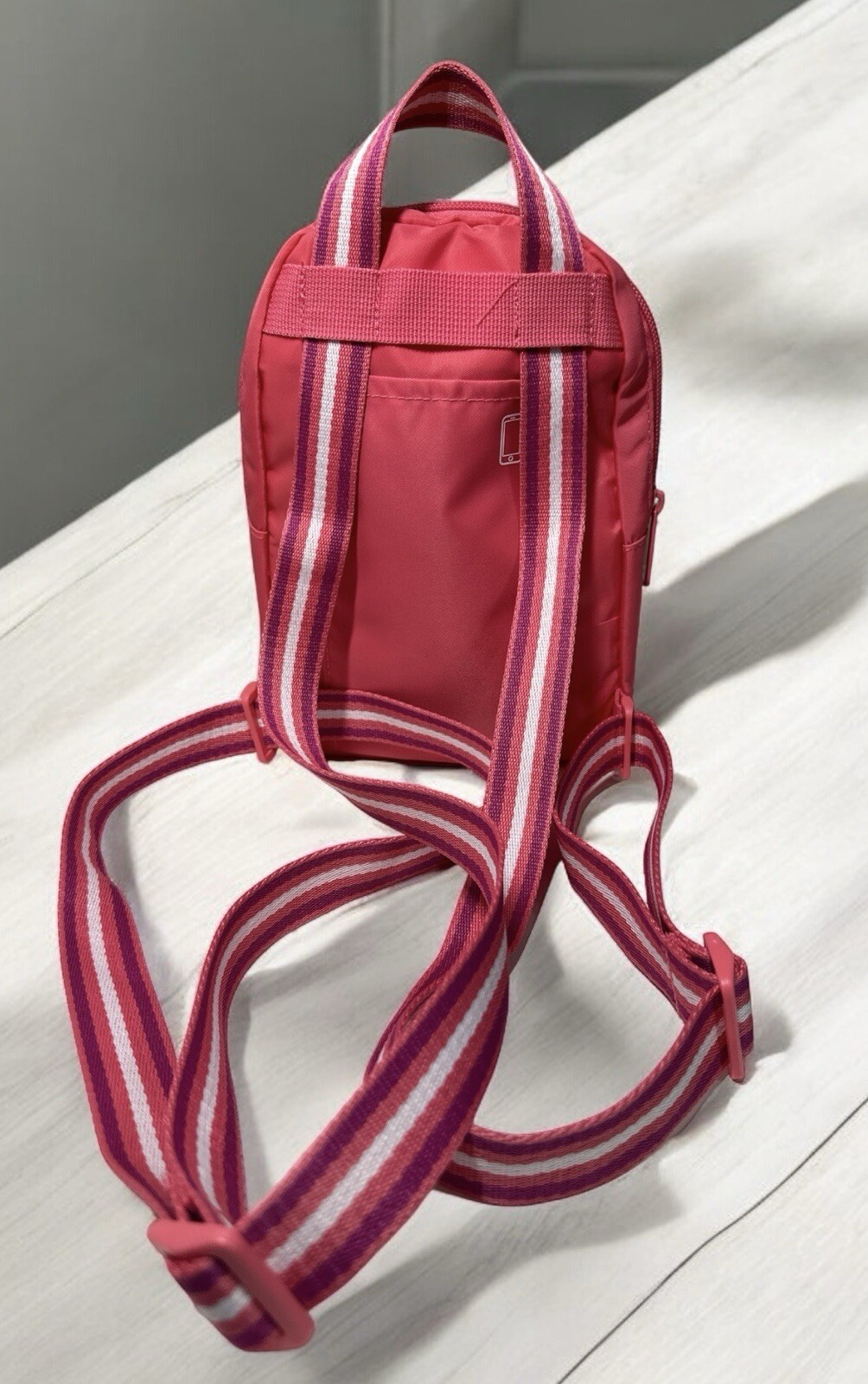 Champion Mini Backpack Pink White Zipper Pockets Adjustable Straps Logo