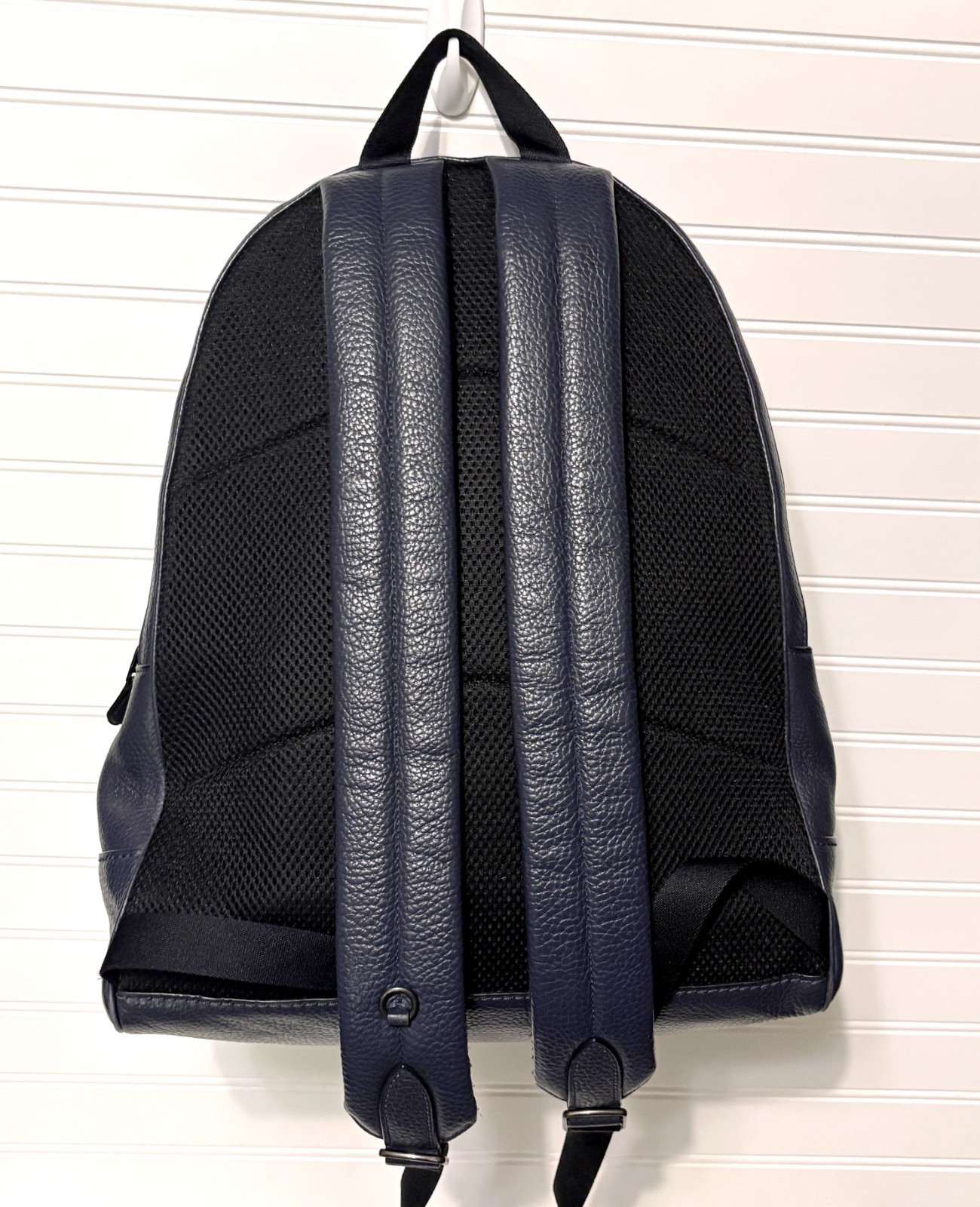 COACH West Navy Blue Large Pebbled Leather Backpack Bag F23247 Mens Womens