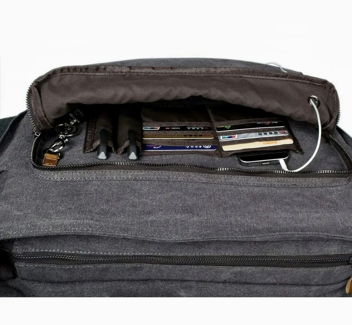 Estates Canvas Leather Laptop Messenger Bag 15.6-17.3in Water Resistant NWT