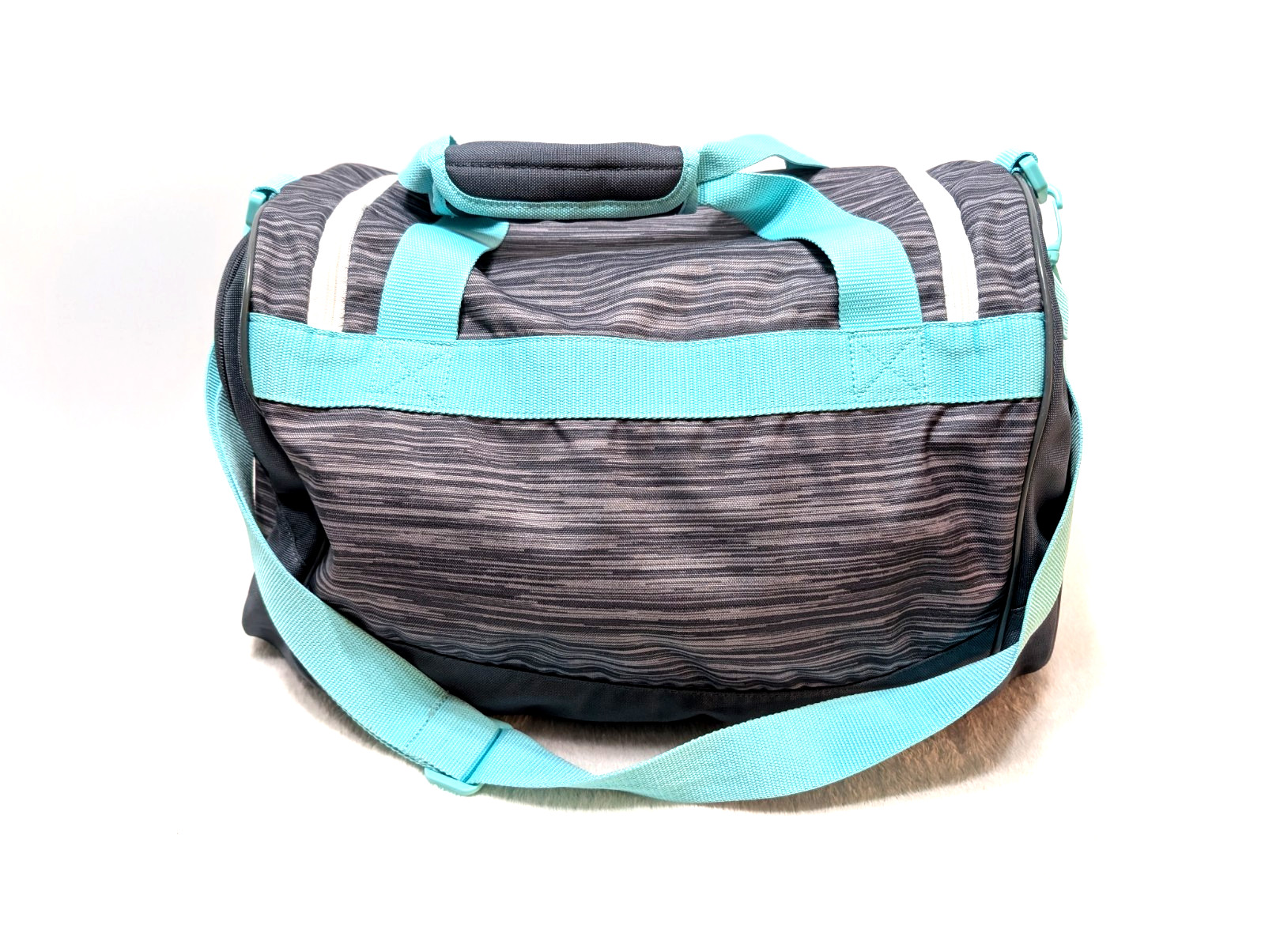 Adidas Defender 4 Small Duffel Bag, Grey Teal White White Accents Logo