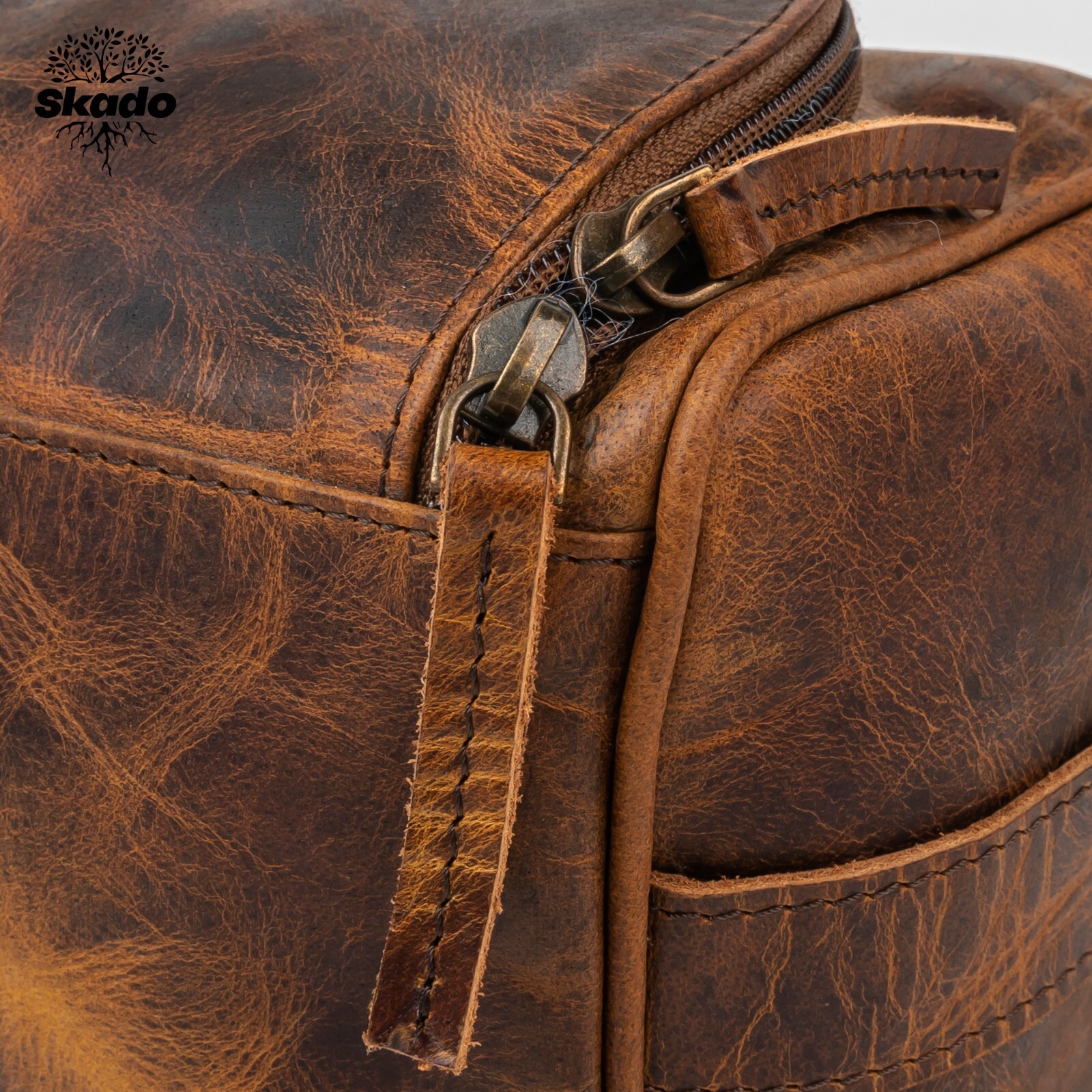 Buffalo Leather Toiletry Bag Travel Dopp Kit Shaving Case Small For Men Handmade