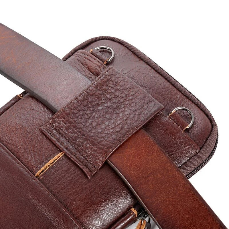 Men’s Genuine Leather Waist Pack Small Crossbody Bag Phone Pouch Belt Bag Compac