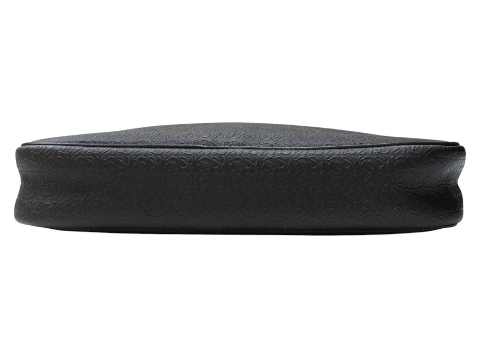 LOEWE Repeat Anagram Clutch Bag Zipper Closure Black Dust Bag