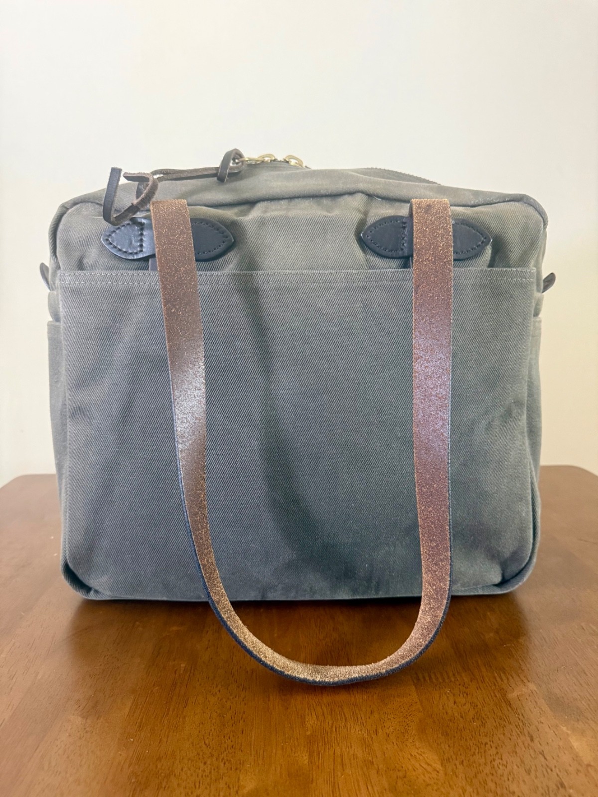 Filson 261 Zip Tote Bag Otter Green USA Rugged Twill Leather Handles