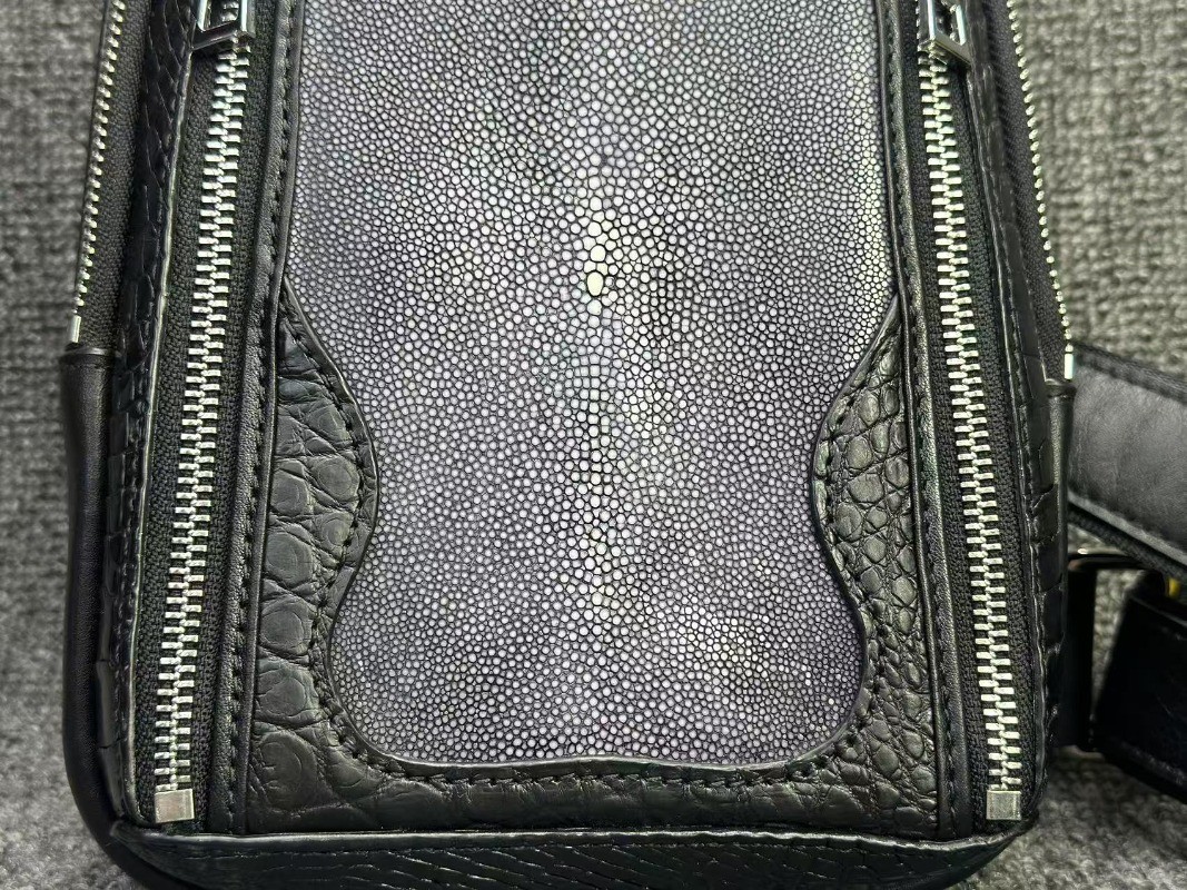 Handcrafted Croco leather + Fish Leather +Cow leather crossbody bag