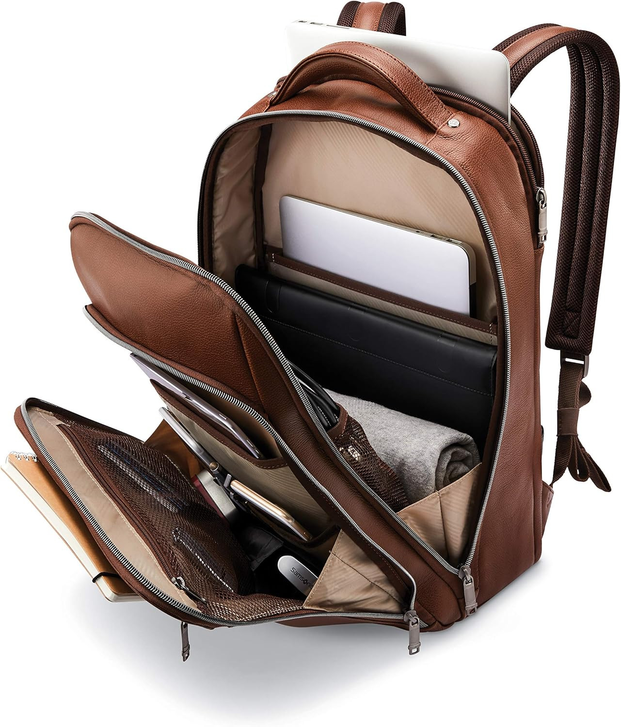 Stylish Cognac Leather Backpack – Timeless Design, One Size Fits All