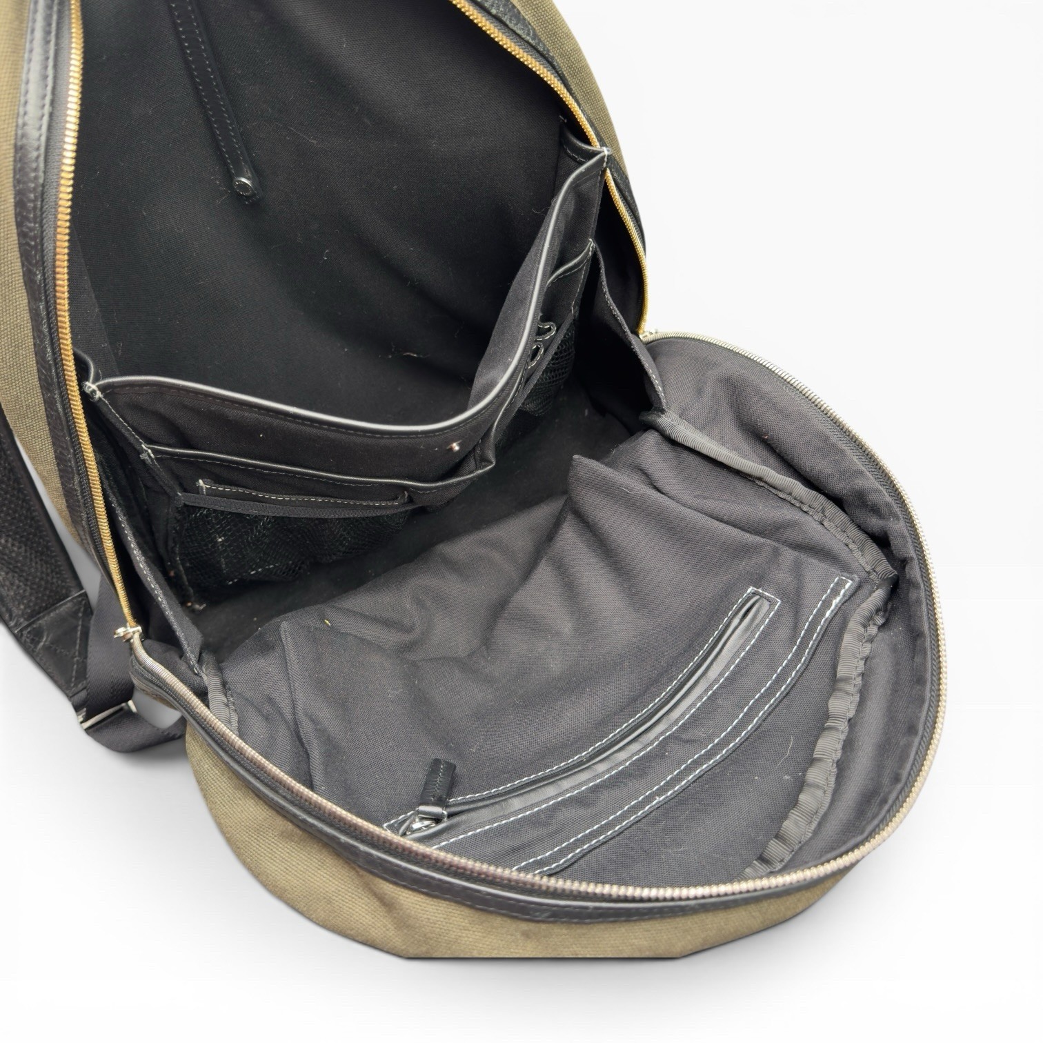 WANT Les Essentiels Kastrup Backpack Olive Green Organic Canvas Leather Trim
