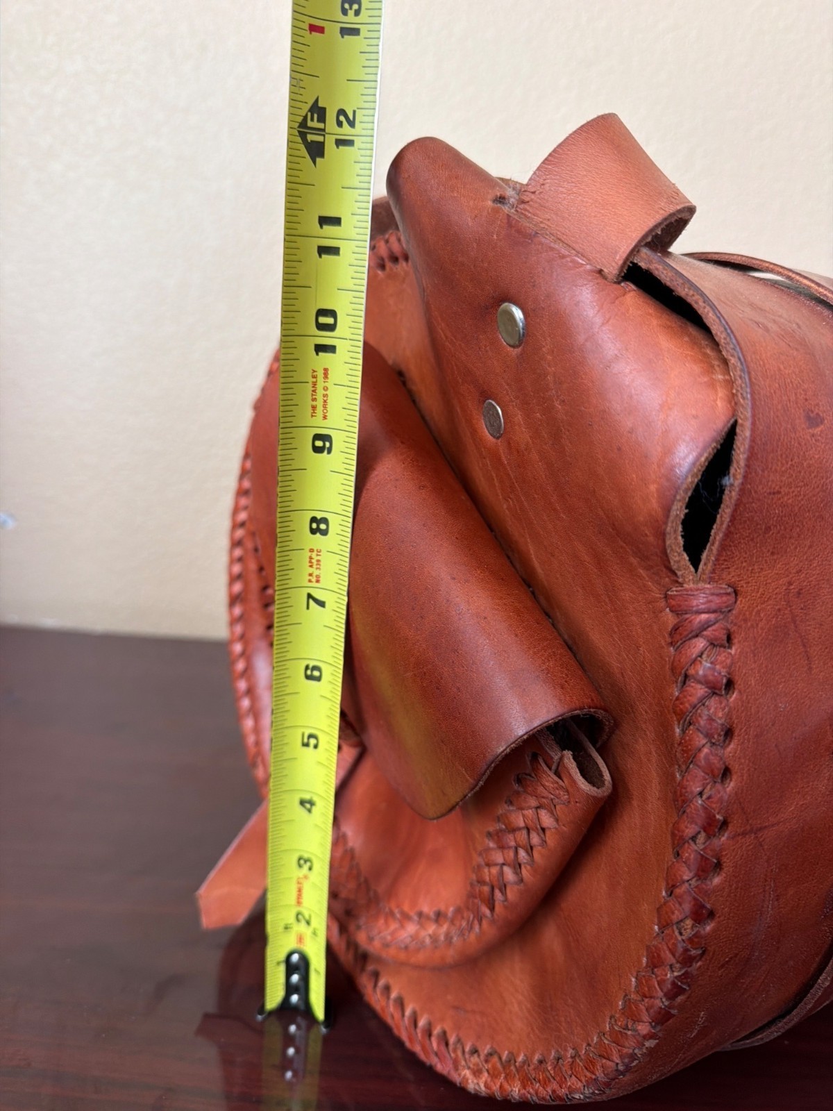 Vintage Handmade Full Grain Cognac Leather Duffel Barrel Travel Bag 20″