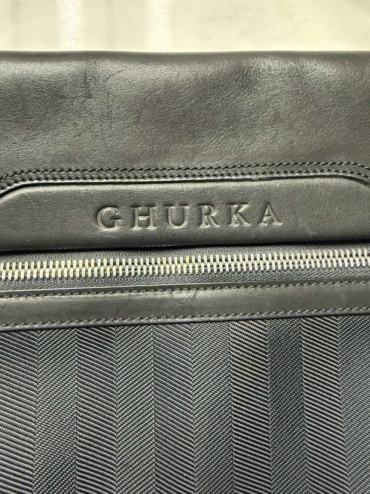 Ghurka Black Messenger Bag, Zip & magnetic Buckle Closure, Adjustable Strap