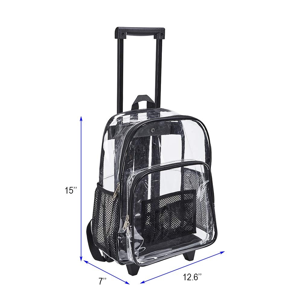 Rolling Clear Backpack, Heavy Duty Cold-Resistant Security Transparent PVC Ba…