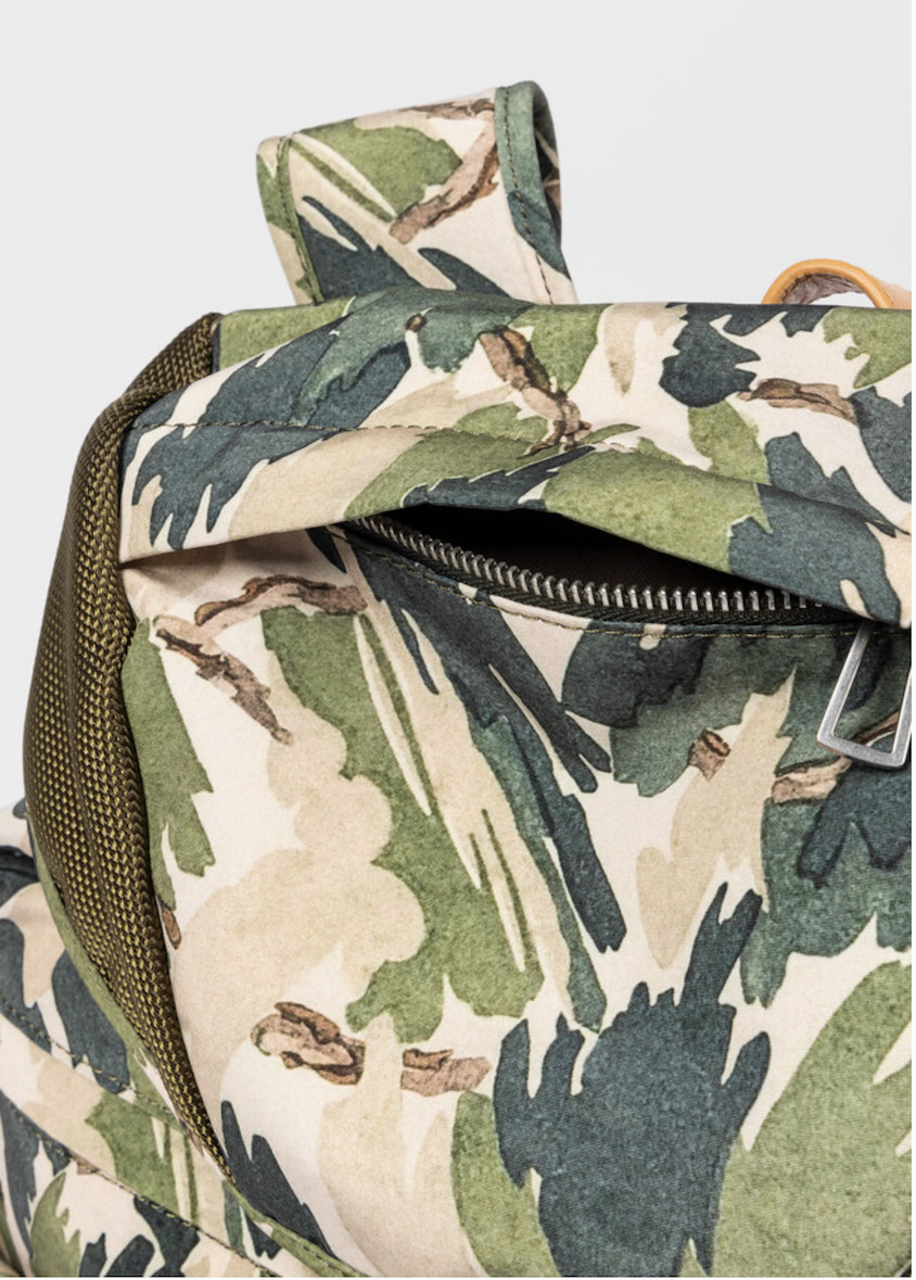 PS Paul Smith Canvas Backpack Khaki Green Abstract Camouflage print New $398
