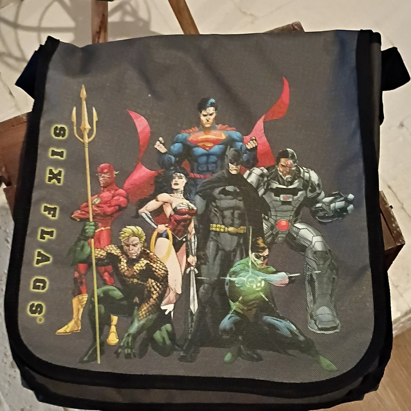 Justice League Batman Superman Messenger Shoulder Bag Black Adjustable Strap