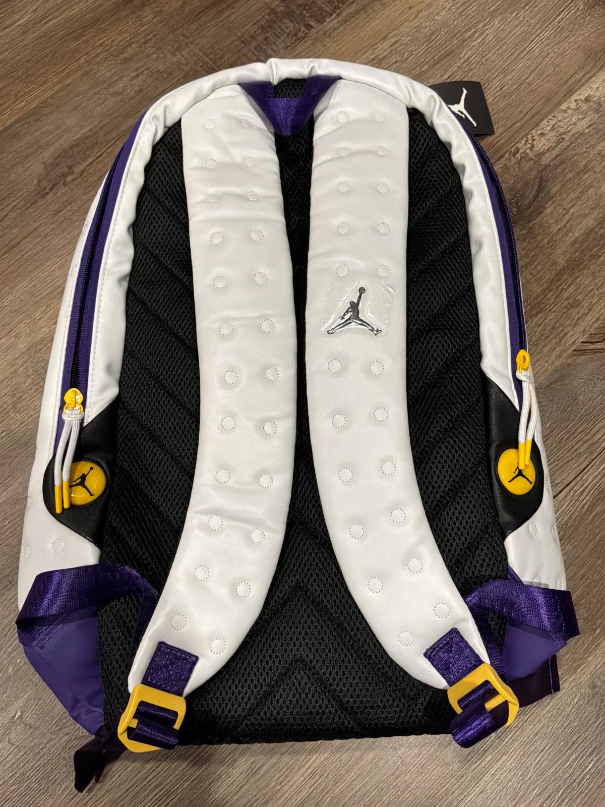 NWT NIKE Air Jordan Retro 13 Backpack White/Purple Lakers One Size 9A1898-P6N