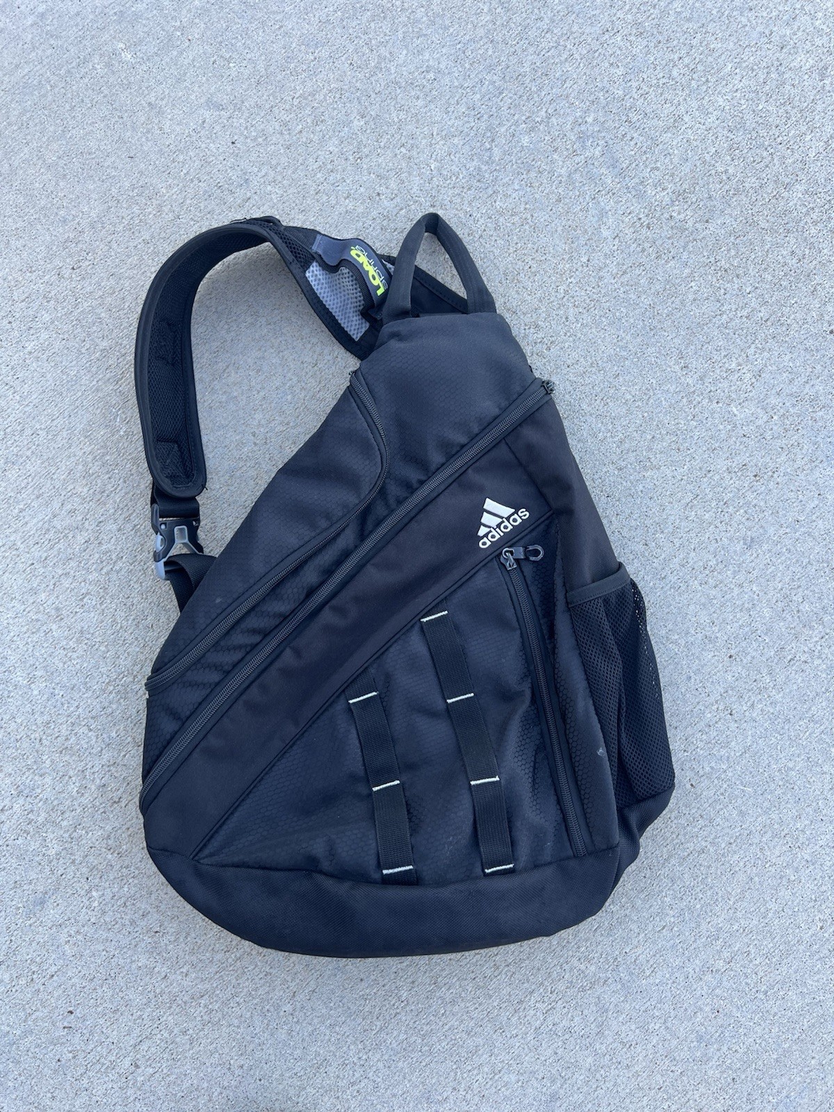 Vtg Y2K Adidas Sling Backpack Bag Load Spring Crossbody Shoulder Strap Black XL