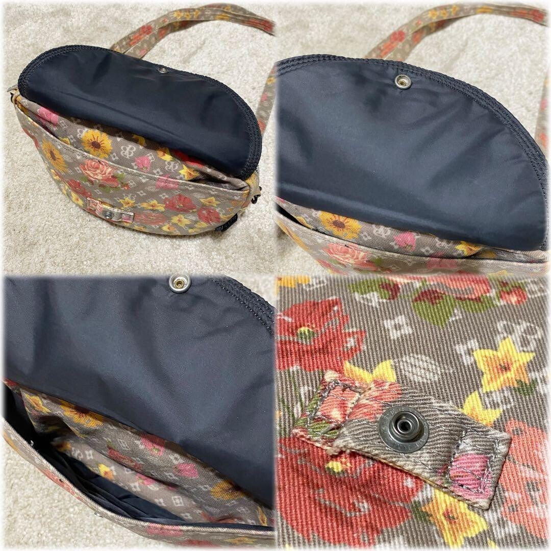 PORTER BEAMS BOY Monogram Floral Shoulder Bag Gray Japan Women 25cm 17cm 9cm