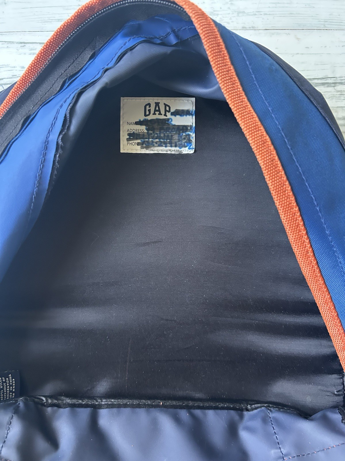 Vintage GAP Technical Backpack Blue Orange Bungee Cord Gorpcore Hiking Bookbag