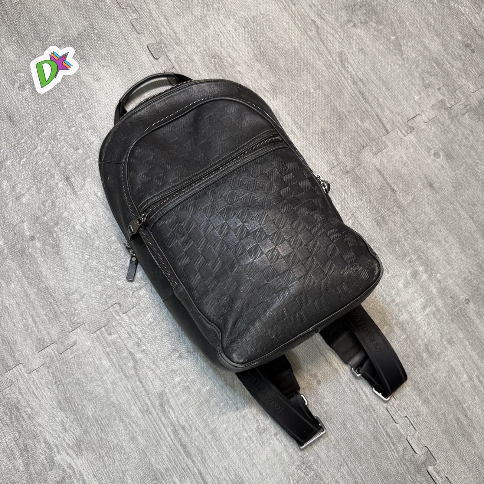 Louis Vuitton Michael NM Backpack Damier Infini Leather, Black, Worn