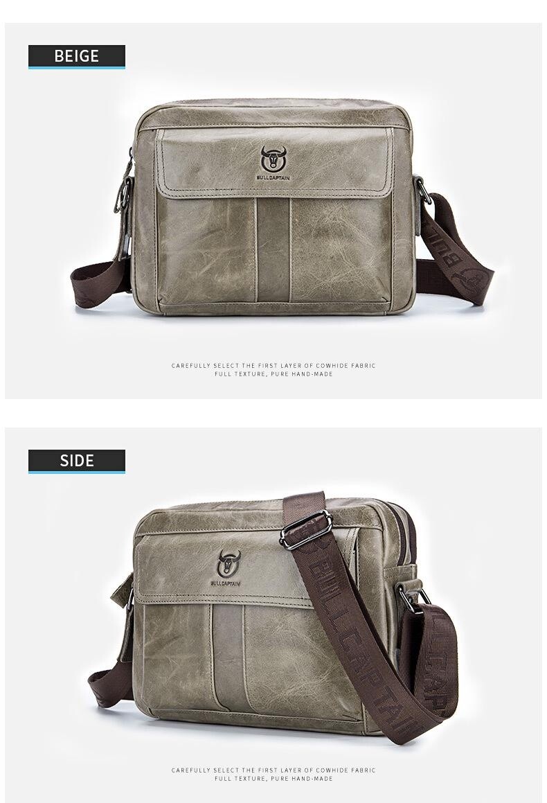 Genuine Leather Crossbody Bag for Men Double-Layer Laptop Bag Fit for 11″ Pad