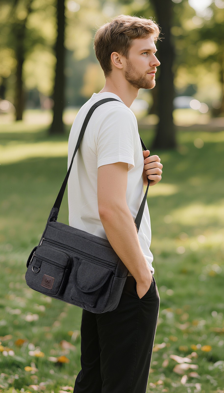 Men’s Canvas Cross Body Bag Messenger Shoulder Book Bags School Satchel Vintage