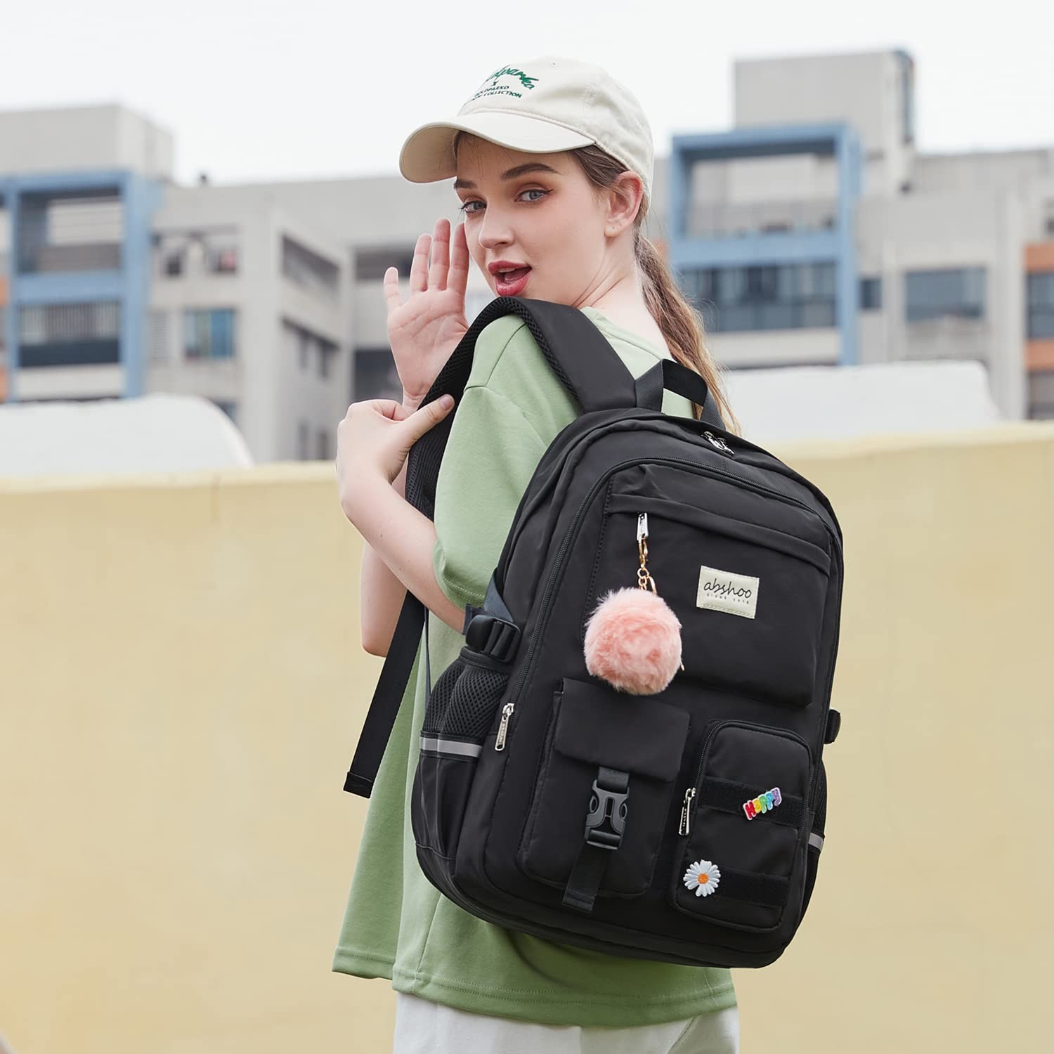 Big Student Laptop Backpack College Women Middle School Teen Girls Black
