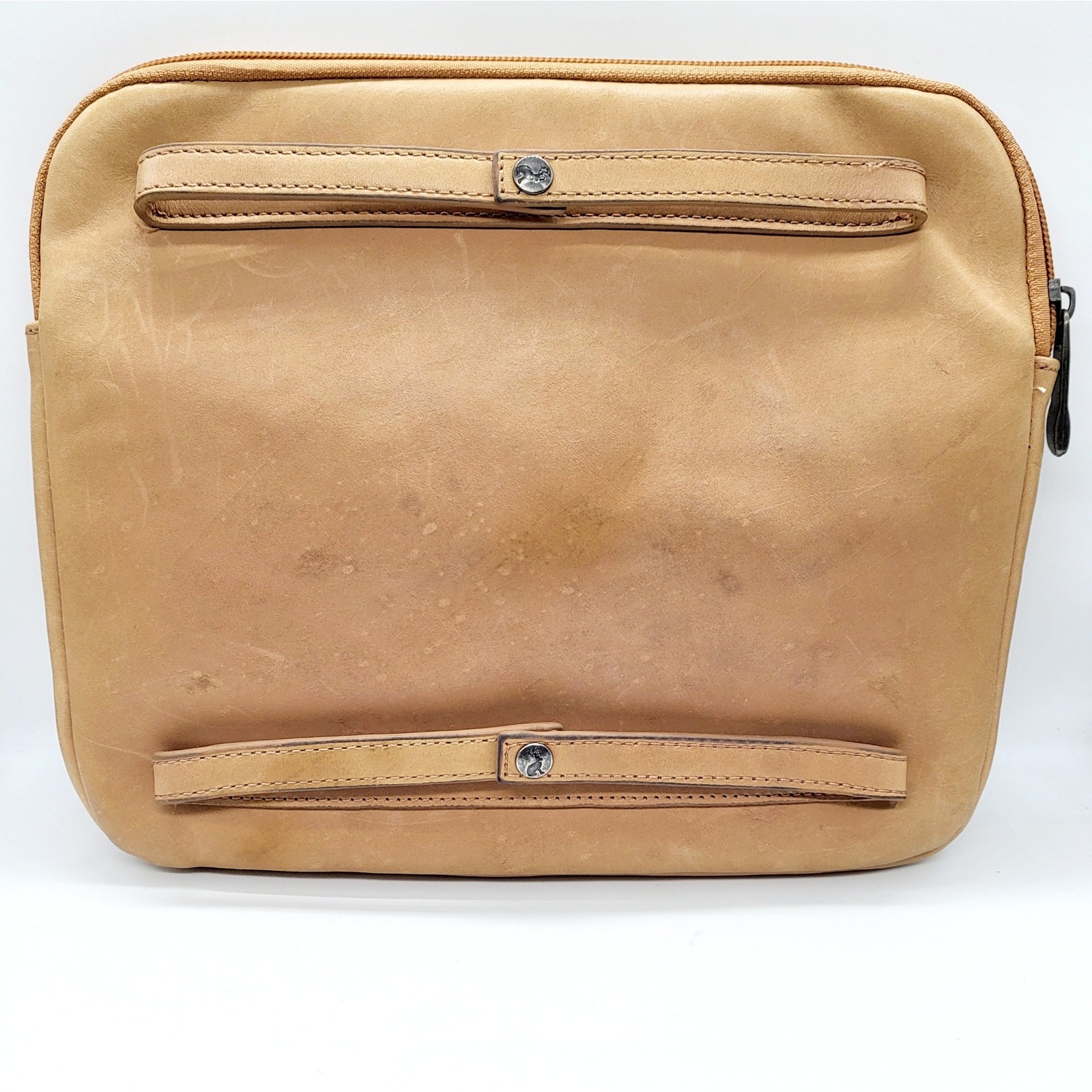 Tri-Antler Tan Leather Padded Lined Multi-use Pouch Tablet Travel Zip Closure