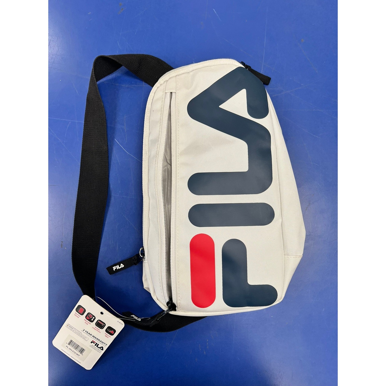 Fila White Sling Bag Crossbody Backpack Navy Red Logo FL-SH-512-WT NWT