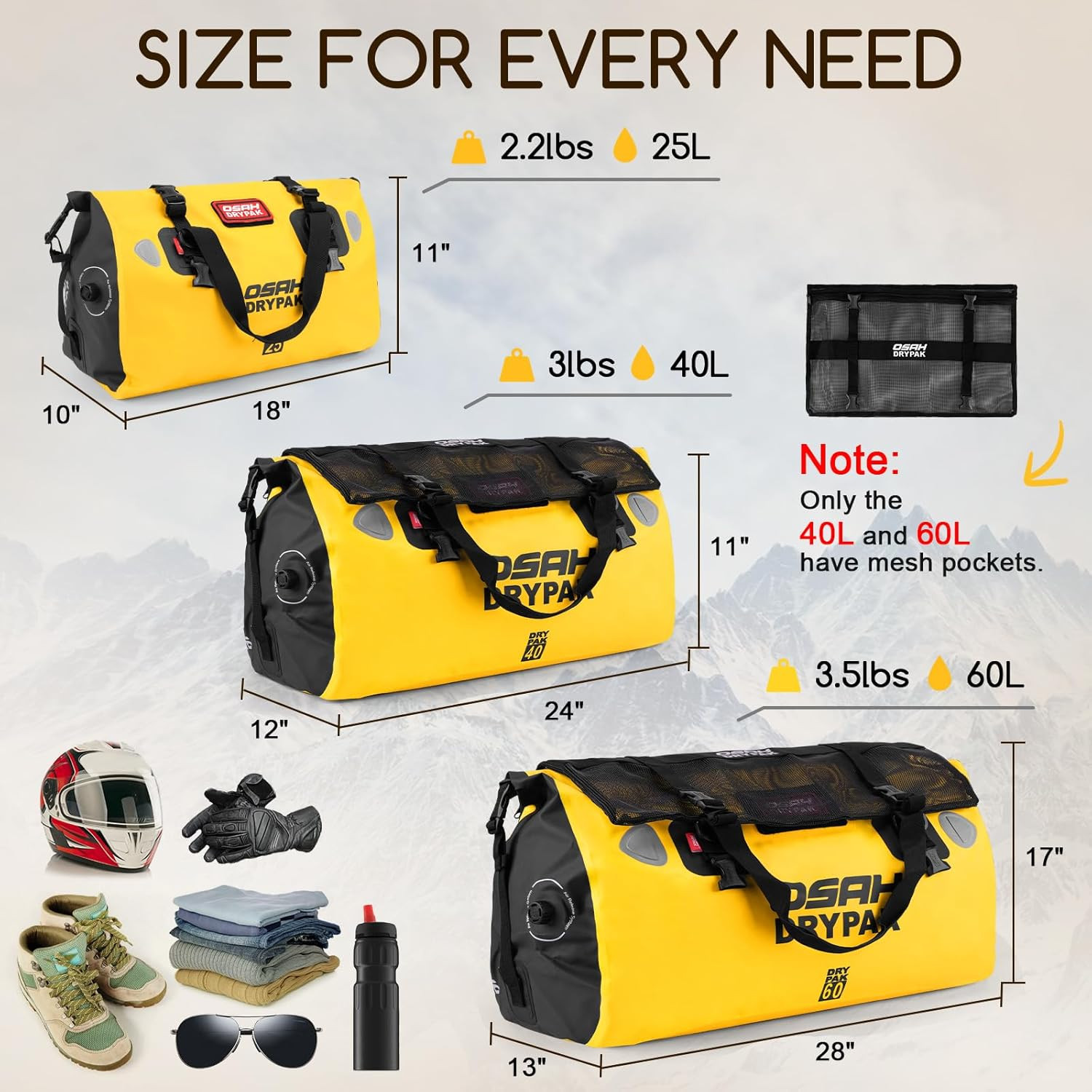 Waterproof Duffel Bag – Motorcycle Dry Bag Tail Bag with Large Storage Space, Wa