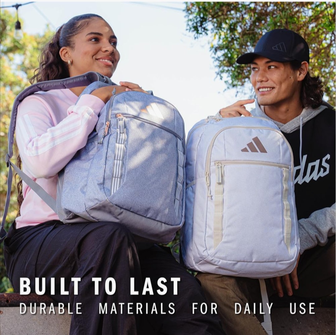 NWT Adidas Excel 6 Backpack School Laptop Jersey Grey/Onix Grey/Rose Gold OSFA