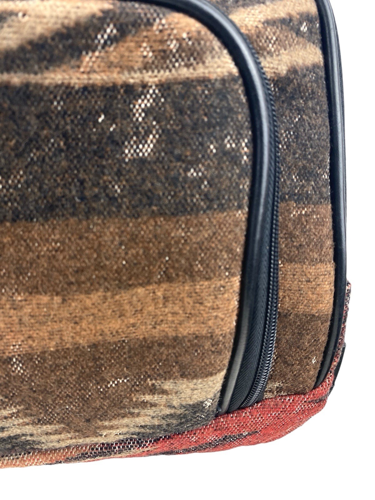 Pendleton Southwestern Aztec Wool Blanket Weekender Messenger Duffle Bag Brown