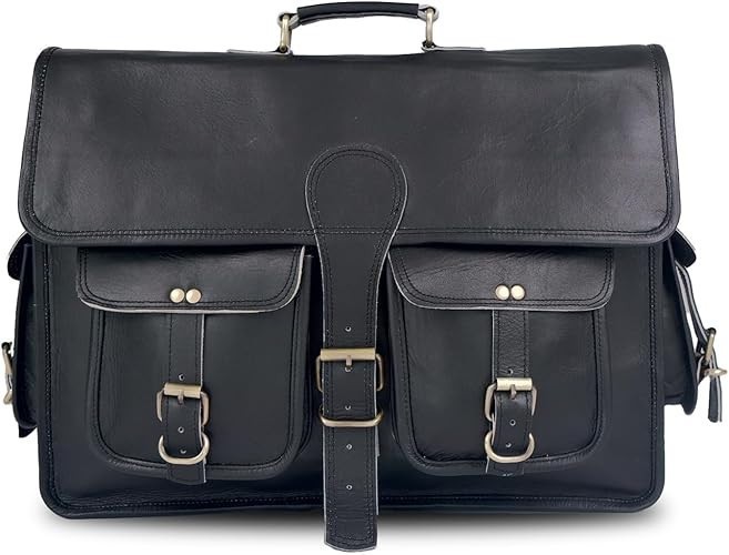 High Leather Laptop Computer Bag Brown 18x14x6″