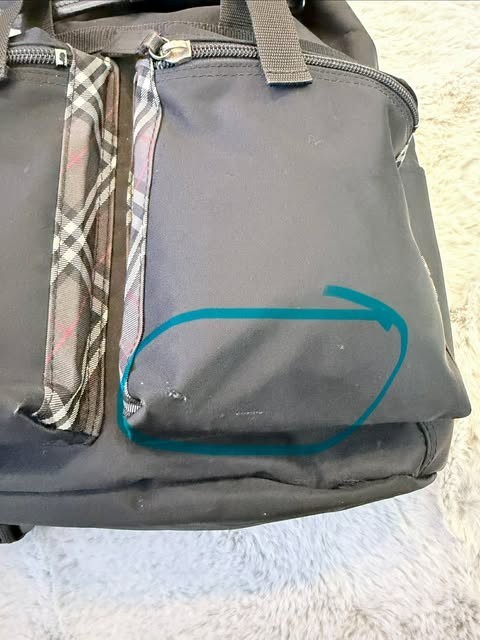 Burberry Black Label Backpack Mens Rucksack Black Nylon Nova Check Trim AUTH