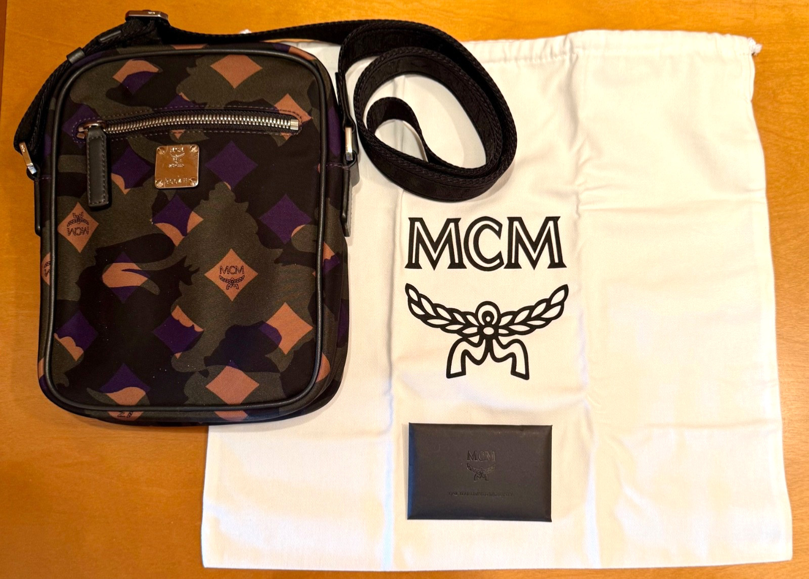 Authentic Vintage MCM Camo Crossbody Messenger Bag Nylon Leather Saks EUC